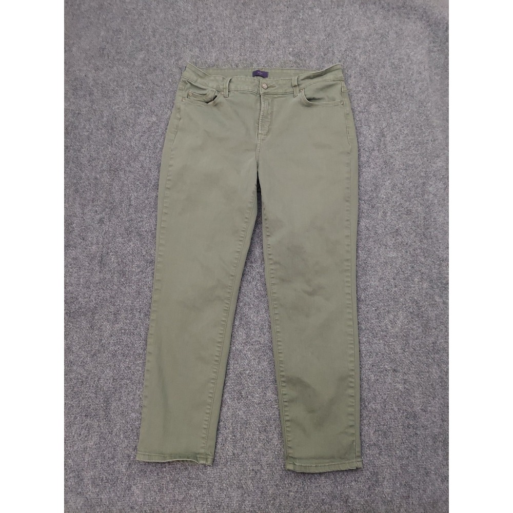 NYDJ Not Your Daughters Jeans Womens 12 Olive Green Ankle Stretch Utility Denim